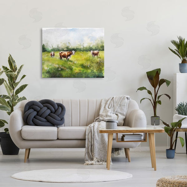 Stupell Industries Ziwei Li | Cows In Pasture Watercolor Wall Art