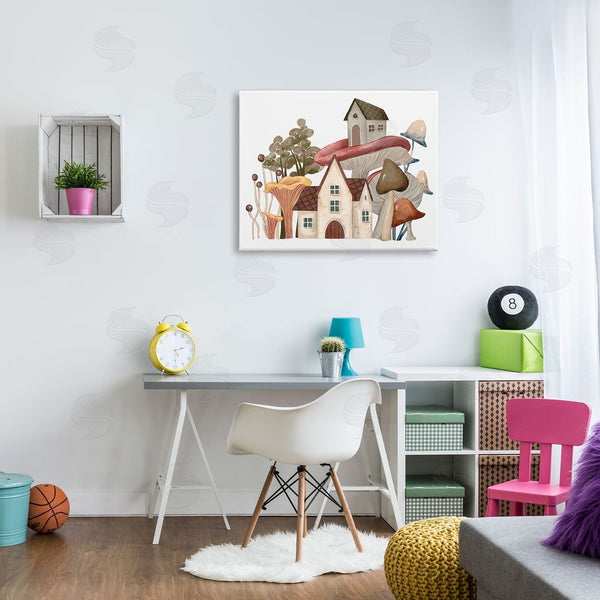 Stupell Industries Ziwei Li | Cozy Cottages Whimsical Mushroom Town Botanical Forest Wall Art