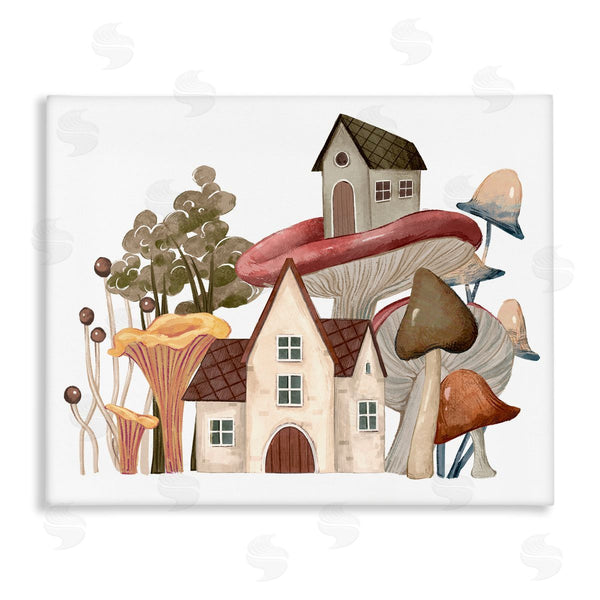 stupell industries Ziwei Li | Cozy Cottages Whimsical Mushroom Town Botanical Forest Wall Art