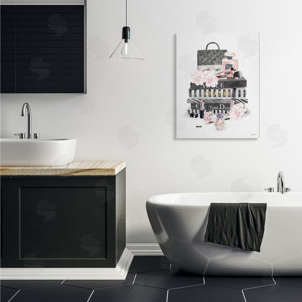 Stupell Industries Ziwei Li | Daily Glam Necessities Fashion Forward Book Stack Wall Art