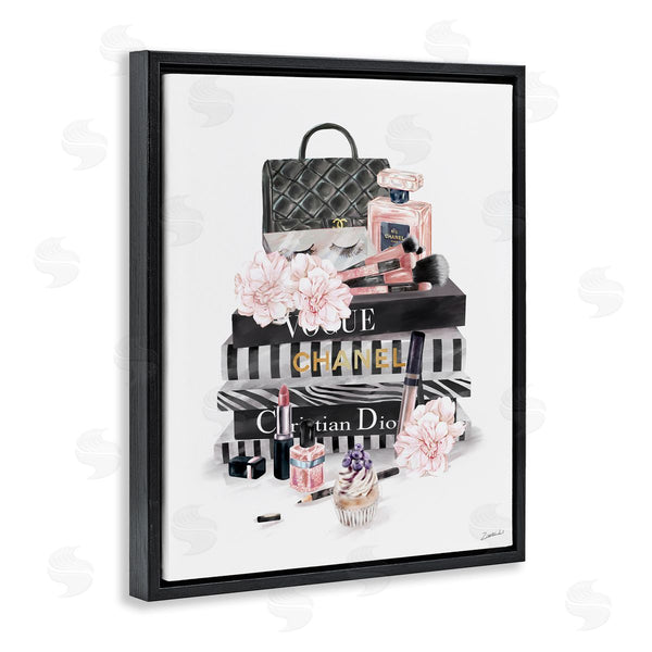 Stupell Industries Ziwei Li | Daily Glam Necessities Fashion Forward Book Stack Wall Art
