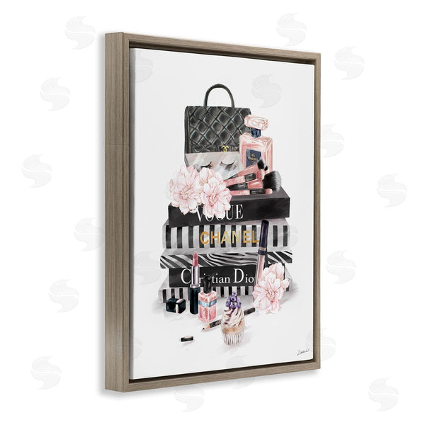 Stupell Industries Ziwei Li | Daily Glam Necessities Fashion Forward Book Stack Wall Art