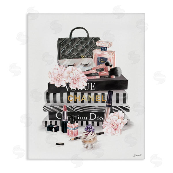 stupell industries Ziwei Li | Daily Glam Necessities Fashion Forward Book Stack Wall Art