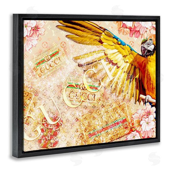 Stupell Industries Ziwei Li | Dazzling Glam Parrot Floral Pattern Upscale Bling Wall Art