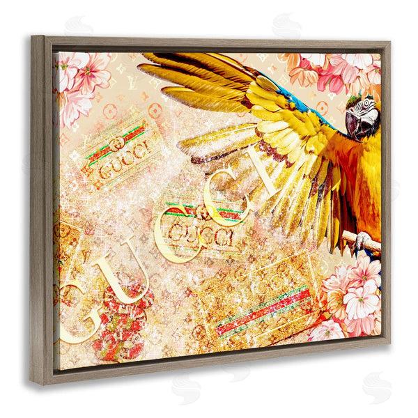 Stupell Industries Ziwei Li | Dazzling Glam Parrot Floral Pattern Upscale Bling Wall Art