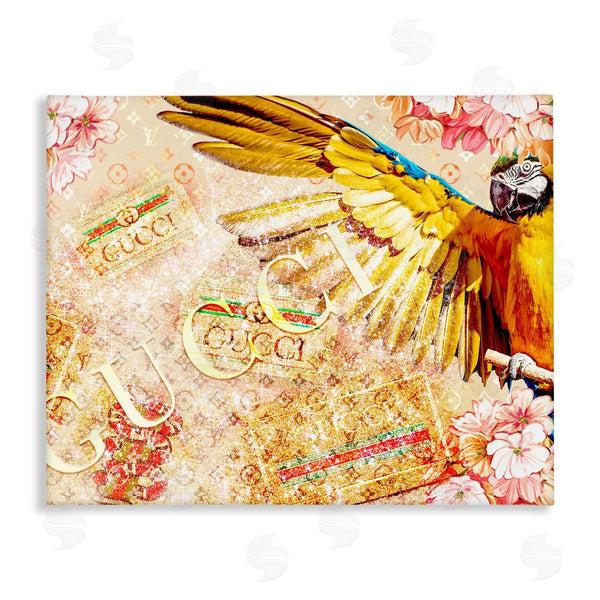 stupell industries Ziwei Li | Dazzling Glam Parrot Floral Pattern Upscale Bling Wall Art