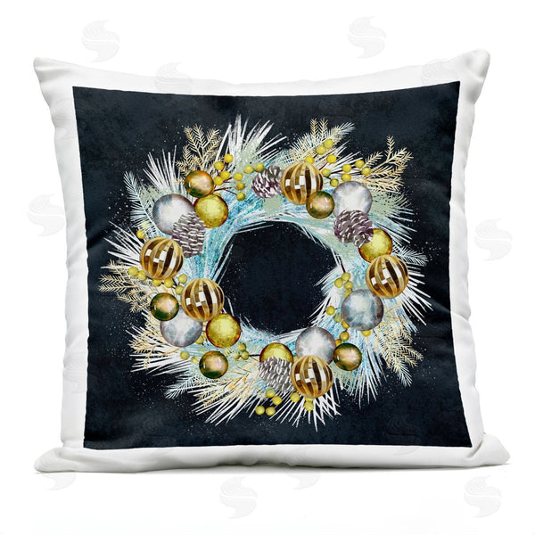 Stupell Industries Ziwei Li | Dazzling Holiday Ornament Wreath Printed Throw Pillow