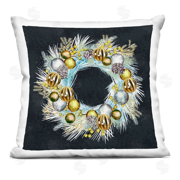 stupell industries Ziwei Li | Dazzling Holiday Ornament Wreath Printed Throw Pillow