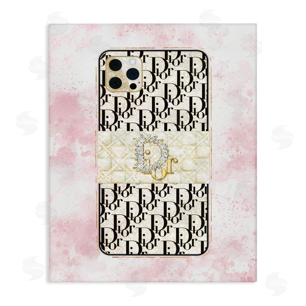 stupell industries Ziwei Li | Deluxe Glam Cellphone Still Life Pink Splatter Pattern Wall Art