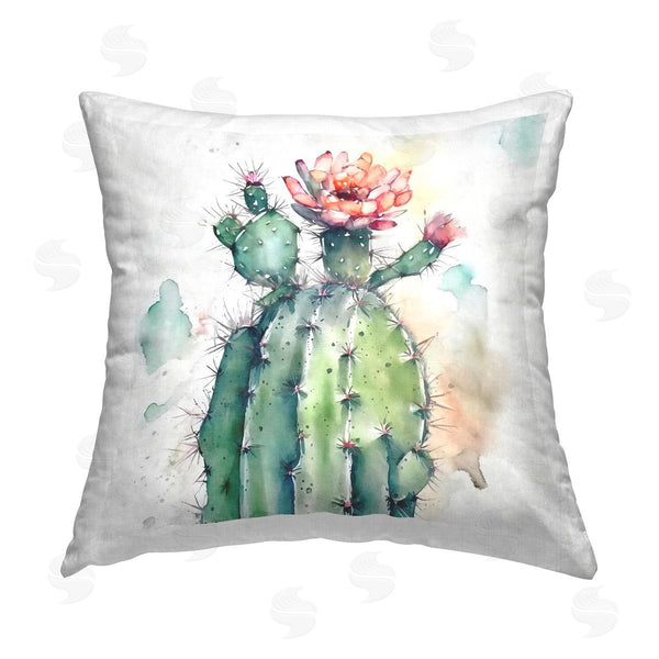 stupell industries Ziwei Li | Desert Cactus Watercolor Flower Printed Throw Pillow