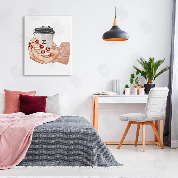 Stupell Industries Ziwei Li | Designer Logo Red Nail Polish Coffee Cup Wall Art