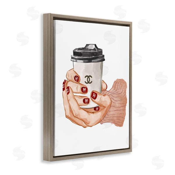 Stupell Industries Ziwei Li | Designer Logo Red Nail Polish Coffee Cup Wall Art