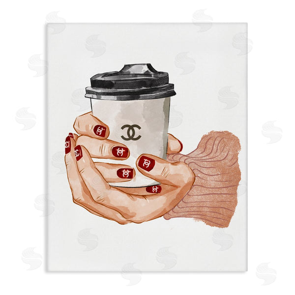 stupell industries Ziwei Li | Designer Logo Red Nail Polish Coffee Cup Wall Art