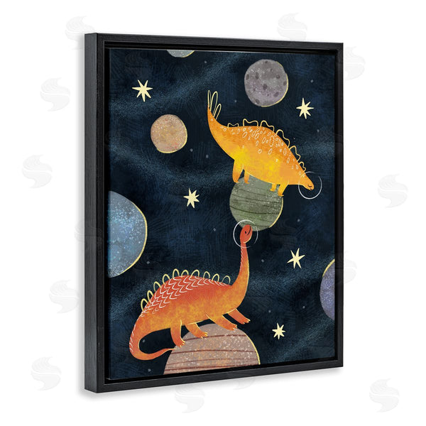 Stupell Industries Ziwei Li | Dinosaur Astronauts On Space Planets Yellow Stars Wall Art