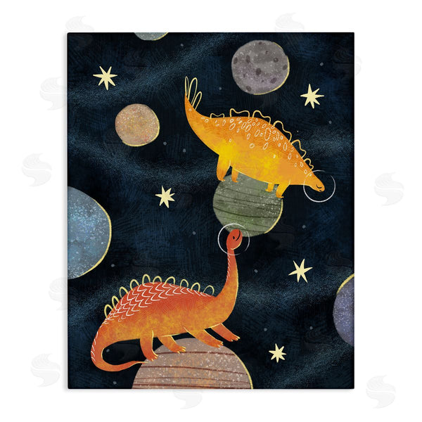 stupell industries Ziwei Li | Dinosaur Astronauts on Space Planets Yellow Stars Wall Art