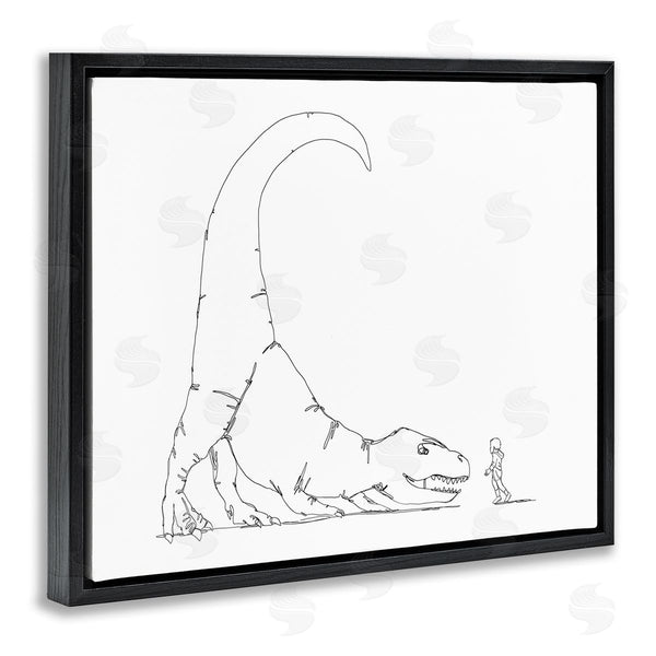 Stupell Industries Ziwei Li | Dinosaur T-Rex And Boy Line Drawing Minimal