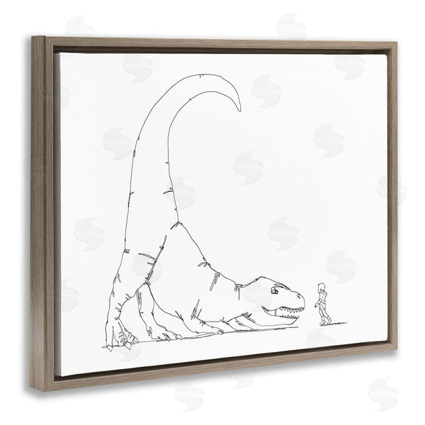 Stupell Industries Ziwei Li | Dinosaur T-Rex And Boy Line Drawing Minimal