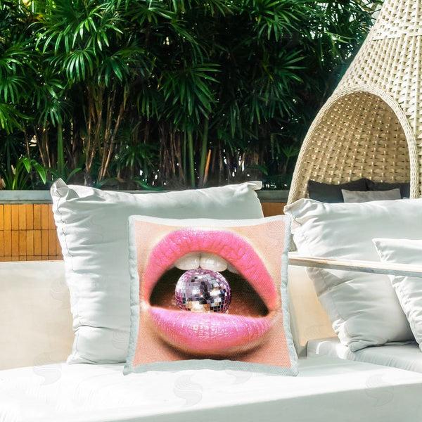 Stupell Industries Ziwei Li | Disco Ball & Lips Printed Throw Pillow