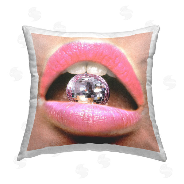 stupell industries Ziwei Li | Disco Ball & Lips Printed Throw Pillow