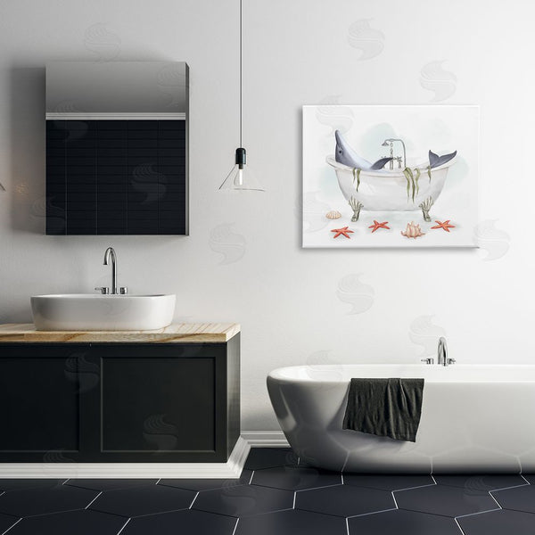 Stupell Industries Ziwei Li | Dolphin Lounging In Bath Tub Nautical Shells Wall Art