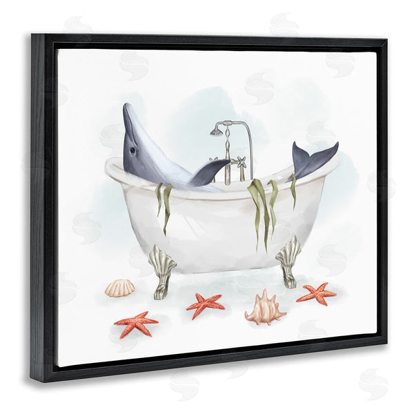 Stupell Industries Ziwei Li | Dolphin Lounging In Bath Tub Nautical Shells Wall Art
