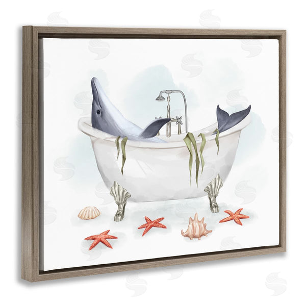 Stupell Industries Ziwei Li | Dolphin Lounging In Bath Tub Nautical Shells Wall Art