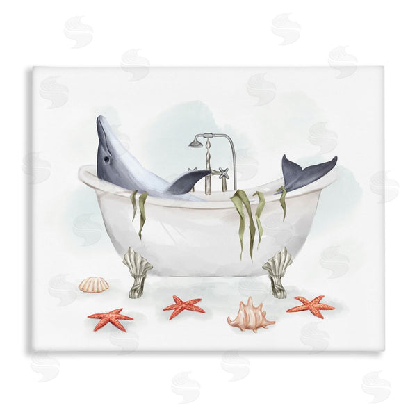 stupell industries Ziwei Li | Dolphin Lounging in Bath Tub Nautical Shells Wall Art