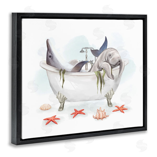 Stupell Industries Ziwei Li | Dolphin & Manatee Bathtub Wall Art
