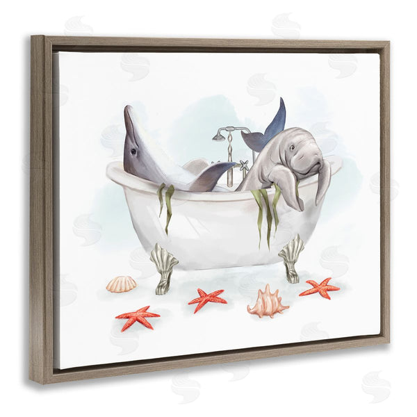 Stupell Industries Ziwei Li | Dolphin & Manatee Bathtub Wall Art