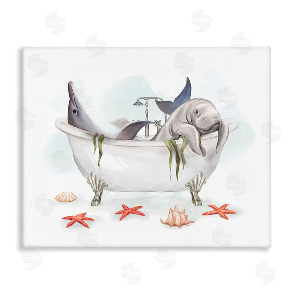 stupell industries Ziwei Li | Dolphin & Manatee Bathtub Wall Art