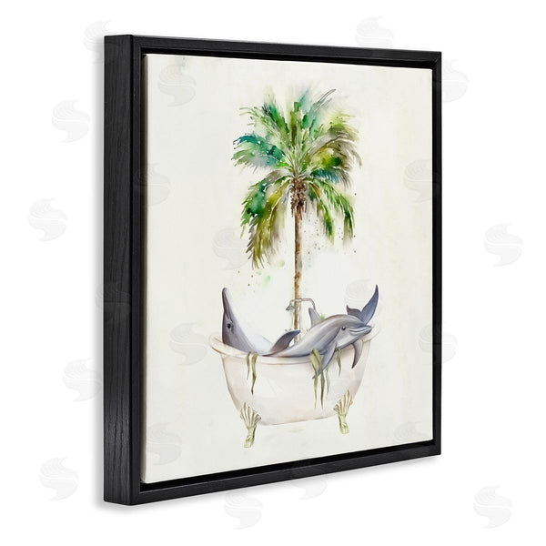 Stupell Industries Ziwei Li | Dolphins In Bath Tub Palm Tree Wall Art