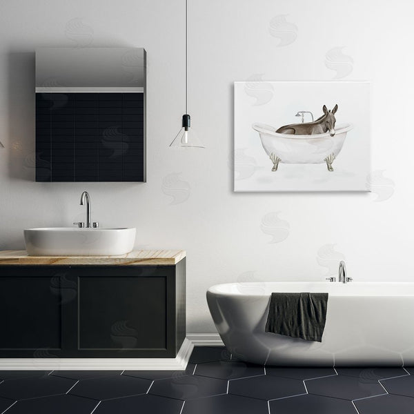 Stupell Industries Ziwei Li | Donkey Bathroom Tub Animal Wall Art