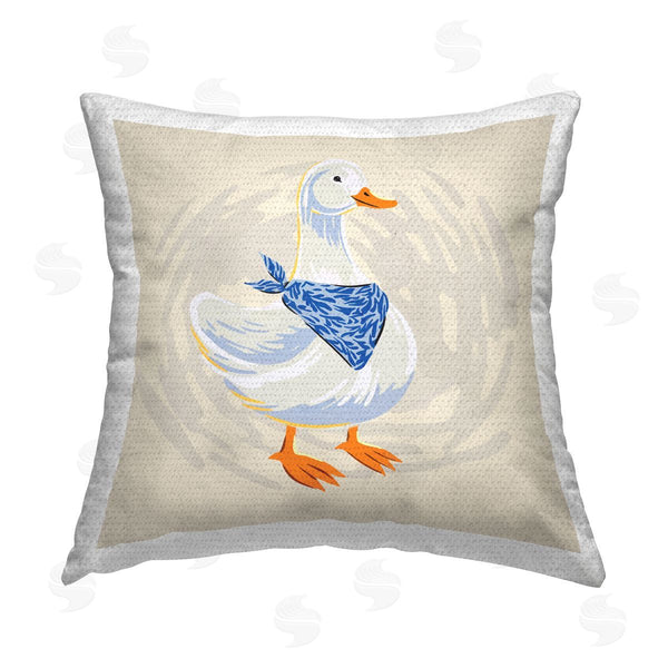 Stupell Industries Ziwei Li | Duck In Blue Bandana Printed Throw Pillow