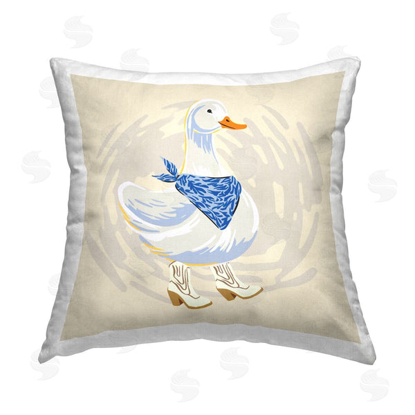 stupell industries Ziwei Li | Duck in Cowboy Boots Printed Throw Pillow