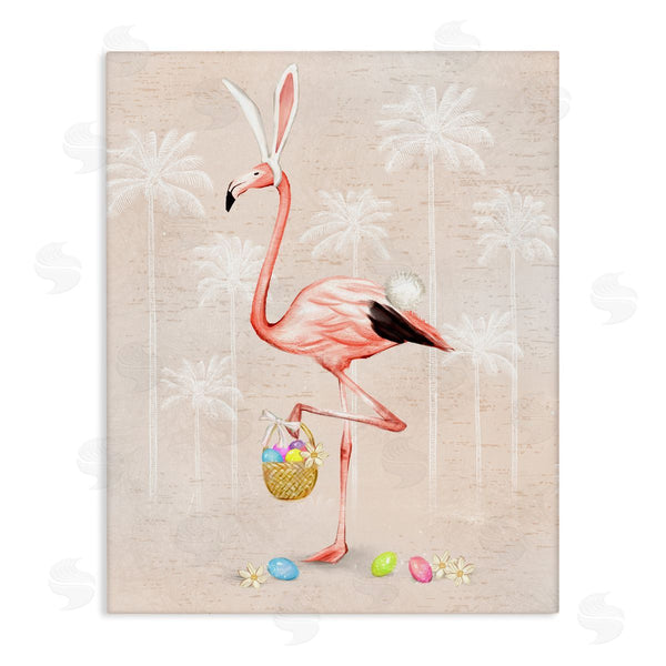 stupell industries Ziwei Li | Easter Flamingo Pink Bird Egg Hunt Basket Wall Art