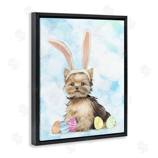 Stupell Industries Ziwei Li | Easter Yorkie Puppy Bunny Ears Patterned Eggs Wall Art