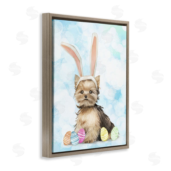 Stupell Industries Ziwei Li | Easter Yorkie Puppy Bunny Ears Patterned Eggs Wall Art