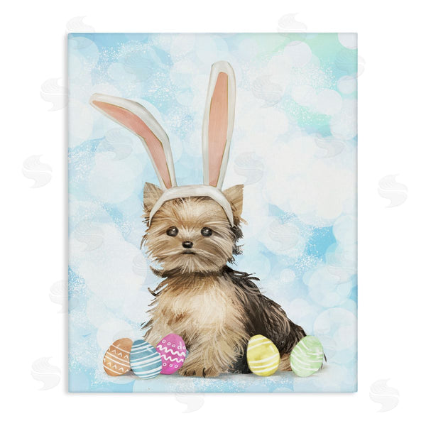 stupell industries Ziwei Li | Easter Yorkie Puppy Bunny Ears Patterned Eggs Wall Art