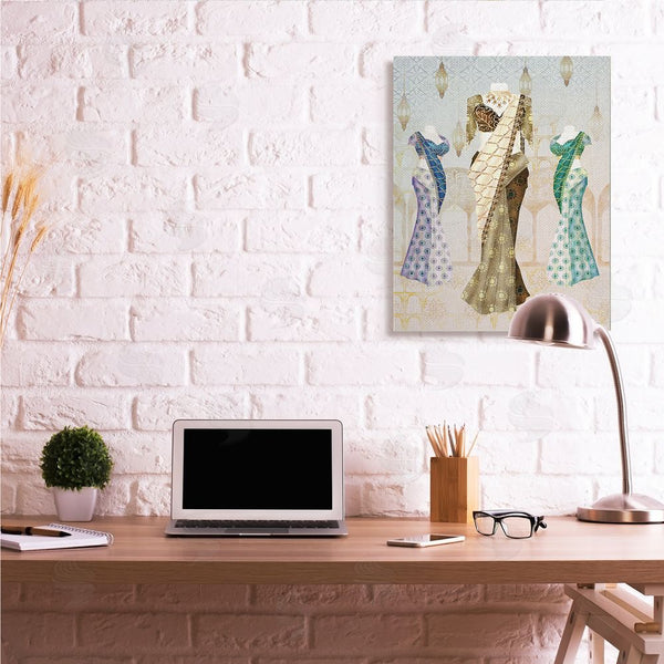 Stupell Industries Ziwei Li | Eastern Glam Fashion On Geometric Arabesque Background Wall Art