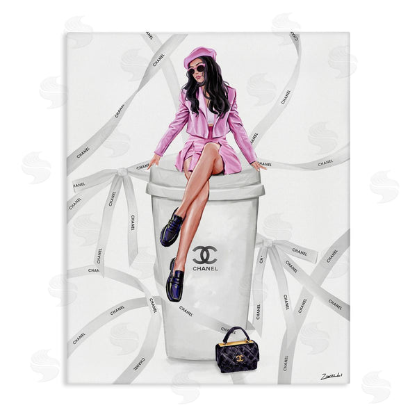 stupell industries Ziwei Li | Elegant Woman on Coffee Cup Wall Art