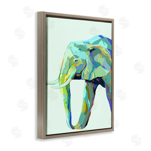 Stupell Industries Ziwei Li | Elephant Abstract Shapes Blue Green