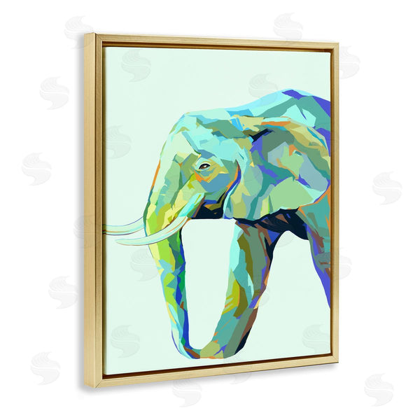 Stupell Industries Ziwei Li | Elephant Abstract Shapes Blue Green