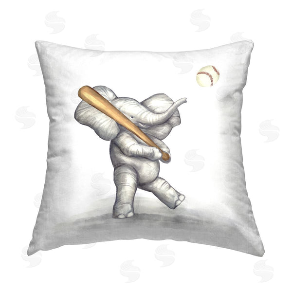 stupell industries Ziwei Li | Elephant Baseball Player Fun Animal Printed Throw Pillow