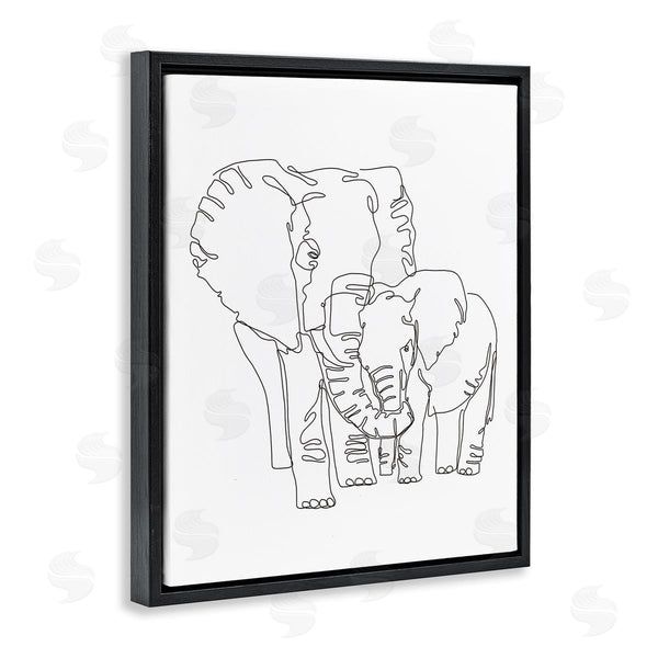 Stupell Industries Ziwei Li | Elephant Family Holding Trunks Minimal Linework