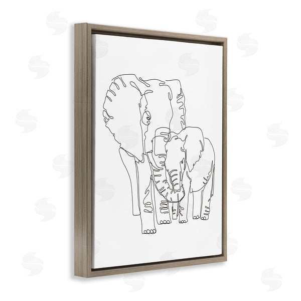 Stupell Industries Ziwei Li | Elephant Family Holding Trunks Minimal Linework