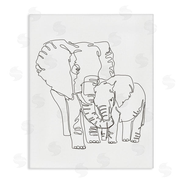stupell industries Ziwei Li | Elephant Family Holding Trunks Minimal Linework