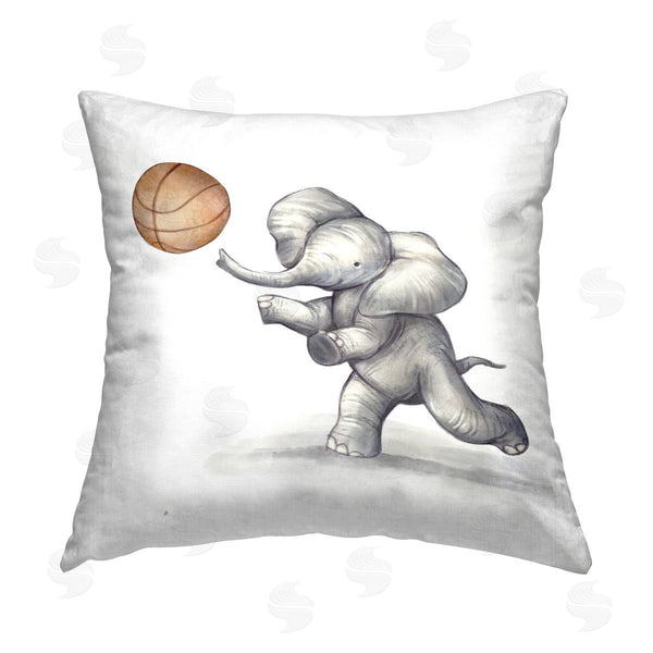 stupell industries Ziwei Li | Elephant Playing Basketball Sports Printed Throw Pillow