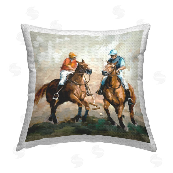 Stupell Industries Ziwei Li | Equestrian Polo Players Printed Throw Pillow