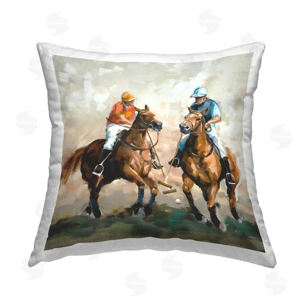 stupell industries Ziwei Li | Equestrian Polo Players Printed Throw Pillow