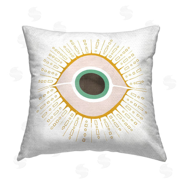 Stupell Industries Ziwei Li | Evil Eye Green Patterned Symbol Printed Throw Pillow
